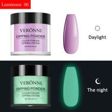 VERONNI 12 couleurs de poudre à tremper qui brillent dans le noir, avec un effet de dégradé rêveur, parfait pour les ongles de fête et le nail art DIY créatif