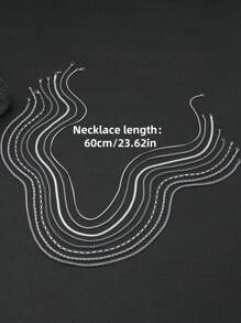 8 Stück Herren Halskette Set aus rostfreiem Stahl, Twist-Kette, Schlangenkette, Basic-Stil, DIY Halskette, 60 cm Länge, geeignet für täglichen Tragen, Sommer Herren Schmuck