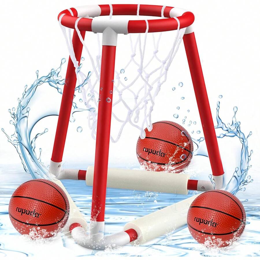 Ropoda Pool Basketball Hoop, Floating Basketball Pool Games, Floats Pool Basketball Games, Summer Swimming Pool Floating Game Set With 3 Balls, Pump, Summer Outdoor Pool Games And Adults - 1 - 查看 1