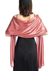 Women's Satin Silk Shawl And Wrap Evening Party Dresses Bridal Bridesmaid Wedding Shawl Shoulder Cover Up - 厚淺粉紅色 - 查看 1