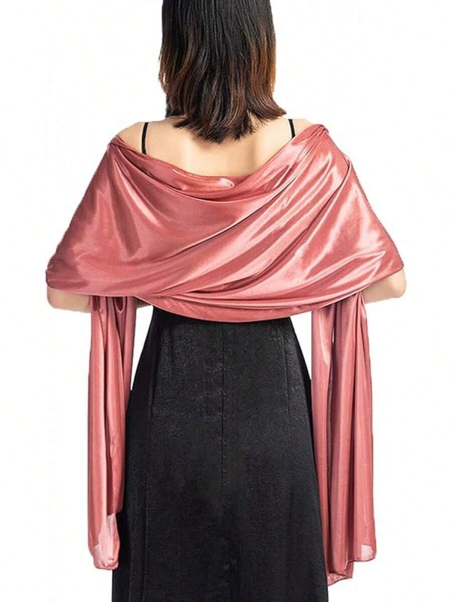 Women's Satin Silk Shawl And Wrap Evening Party Dresses Bridal Bridesmaid Wedding Shawl Shoulder Cover Up - 厚淺粉紅色 - 查看 1