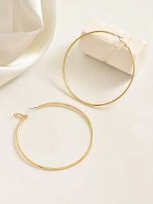 1pair Minimalist Style Multiple Thin Hoops Earrings, Daily Wear For Women - Vàng - Xem 6