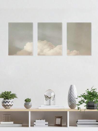 3pcs Abstract Cloud Canvas Wall Art Vintage Oil Painting Style, Poster Prints, Modern Minimalist Interior, Wall Arts, Poster, Art Prints, Wall Arts, Posters, Paintings, For Living Room, Bedroom, Bathroom, Optional Frame