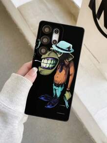 1 件 Cheeky Monkey 持枪彩色绘画图案，黑色哑光纹理 TPU 材质防震手机壳，适合送给男朋友/女朋友的礼物，兼容 Apple、OPPO、Vivo 和其他 Android 手机