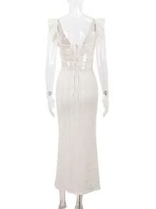 Vestidos elegantes sin espalda para mujer, vestidos largos elegantes, vestido casual mujer, vestidos de fiesta, vestidos de noche con envoltura sexy para mujer, vestidos de graduación. - Blanco - Ver 8