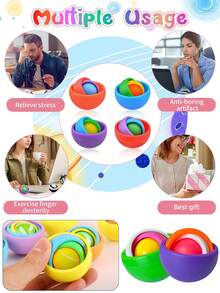 1/2/6pcs Random Color & Style Universal Rotating Fidget Toy - Adult Finger Spinner Toy, Suitable For ADHD, Autism, Quiet Stress Relief Hand Toy - Multicolor - View 7