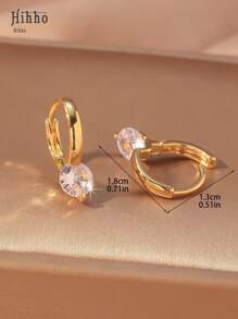 Hihho 1 Pair Luxury Elegant Single Diamond-Shaped Cubic Zirconia Pendant Earrings, Suitable For Valentine's Day And Daily Wear