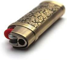 Vintage Floral Metal Lighter Case Cover Holder For Mini BIC Lighter J5