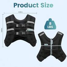 Weighted Vest 8lb 12lb 16lb 20lb 25lb 30lb Weight Vest With Two Adjustment Straps For Men Women Weight Vests With Reflective Stripe For Strength Training Running Jogging Walking SH PO - Black - View 6