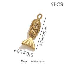 5 pièces Accessoires de fabrication de bijoux en acier inoxydable à la mode et polyvalents, pendentif série océanique baleine pour collier et boucles d'oreilles