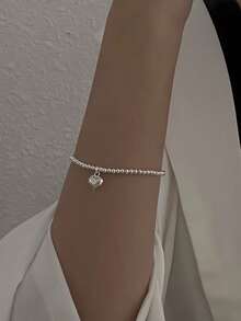 1 件爱心球弹性 S925 纯银手链