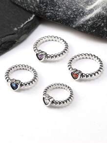 1 Hot Selling Versatile Pure Silver S925 Heart-Shaped Zirconia Ring: Pure Silver Twisted Band, Elegant Gemstone Jewelry, High-End Light Luxury