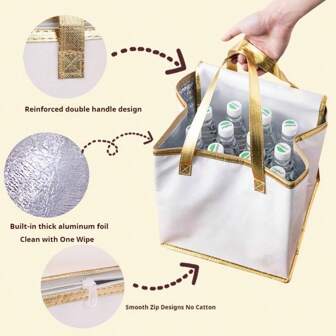 1 pieza Bolsa aislada para pastel, bolsa térmica para entrega de mariscos, enfriador de aluminio grueso, bolso refrigerado portátil