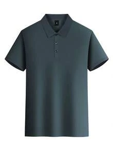 GRDR 男士时尚短袖休闲通勤 Polo 衫 - 深灰色 - 查看 5