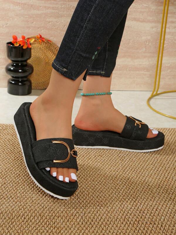 2025 New Thick Sole Wedge Slippers, Women Summer Home Sandals Suitable For Outdoor Wear, Beach & Fashion