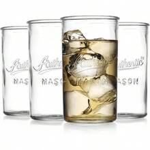 Glaver's Drinking Glasses – Set Of 4 Authentic Mason Vintage Glassware – Clear Glass Tumblers For Cocktails, Water, Juice – Embossed Vintage Drinking Glasses (Highball 18 Oz 7983) - 真正的 - 查看 1