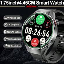 GZYR ساعة ذكية رياضية خارجية للرجال موديل 2025، بوصلة عالية الدقة، مكالمات لاسلكية، تتبع مسار الحركة بنظام GPS، شاشة AMOLED دائرية كبيرة 1.75 بوصة/1.45 سم، عداد الخطوات والمسافة والسعرات الحرارية، بطارية 400 مللي أمبير، جزيرة ديناميكية، مساعد صوتي AI، تشغيل موسيقى لاسلكي، متوافقة مع أجهزة آيفون وأندرويد