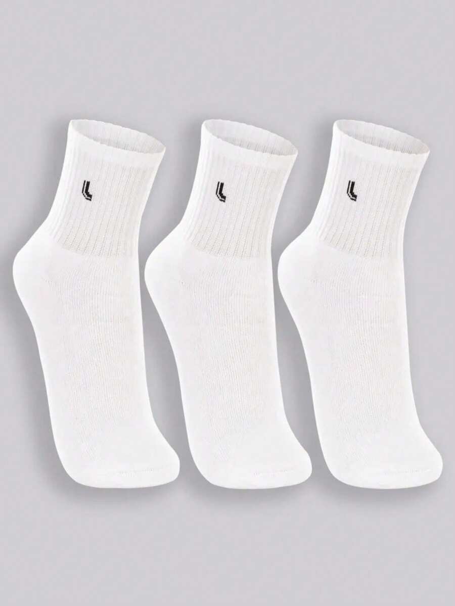 Kit 3 Pairs Of Lupo Sport Terry Cotton Socks, Mid-Calf 03245 - 白色 - 查看 1