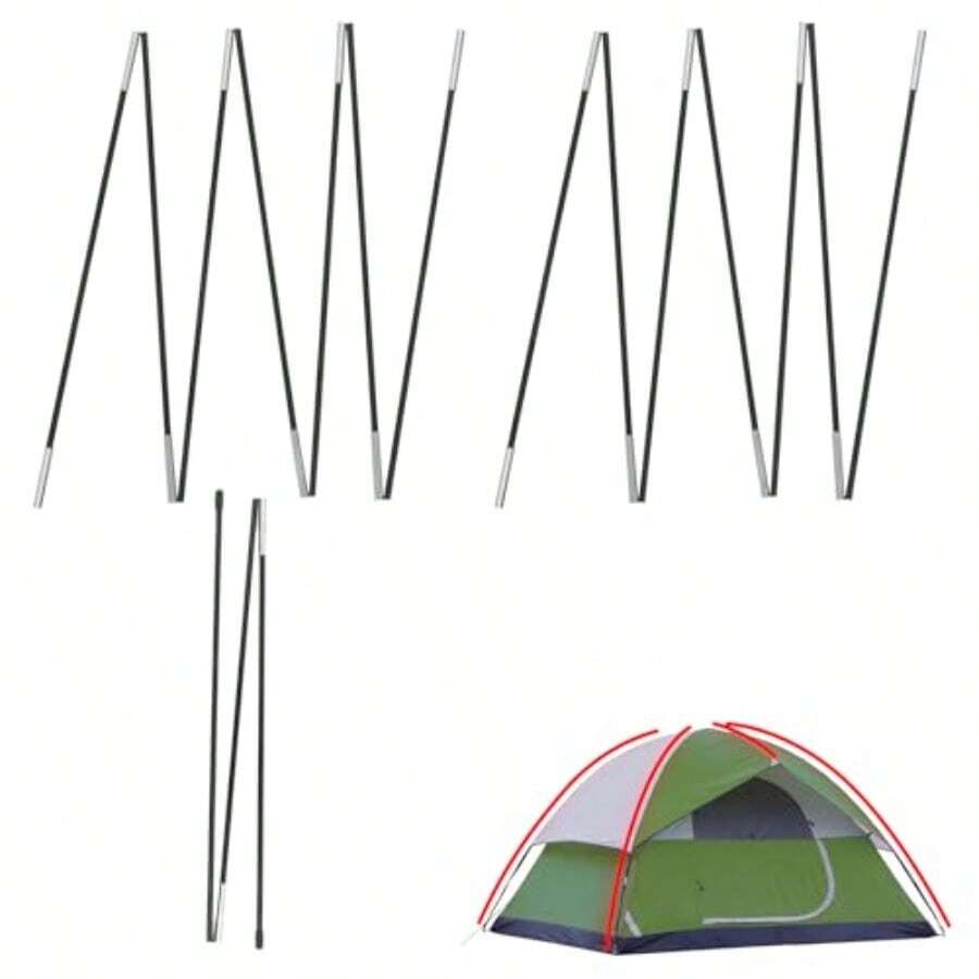 Tent Poles Replacement Compatible With Coleman 2 Person Sundome Camping Tent PreAssembled Replacement Poles For Coleman Easy To Install Lightweight Fiberglass 3 Pack SH PO - as pic - View 1