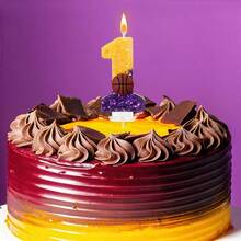 1pc Birthday Decorations Basketball Glitter Purple Gold Patchwork Sequin Basketball, 24 Number Basketball Star Fan Gift, Creative Handmade DIY Digit Birthday Candle With Holder For Cake