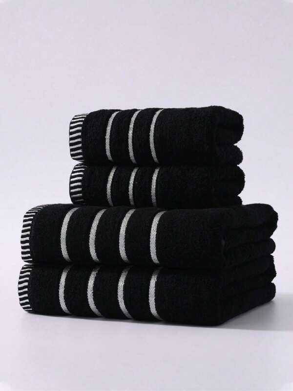 1 pieza/2 piezas Toalla de bambú con patrón de línea de moda minimalista moderno y toalla de baño, sin pelusa, muy absorbente, súper suave, accesorio de baño duradero, mejor regalo para la pareja. Tamaño de la toalla: 40*75cm, Tamaño de la toalla de baño: 70*140cm para salón de belleza, hogar y baño