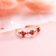 1 件可爱樱桃草莓开口戒指甜食水果首饰适合女士女孩 - 櫻桃戒指 - 查看 10