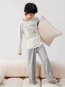 Balabala Miiiiichan Kids Pajama Set 2025 Comfortable Sleepwear - White Grey Tone - View 2