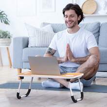 Folding Lap Desk, 23 Inch Portable Wood Black Laptop Bed Desk Lap Desk With Cup Holder, For Working Reading Writing, Eating, Watching Movies For Bed Sofa Couch Floor - 木頭 - 查看 6