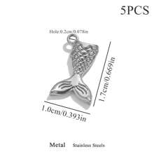 5 pièces Accessoires de fabrication de bijoux en acier inoxydable à la mode et polyvalents, pendentif série océanique baleine pour collier et boucles d'oreilles