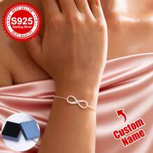 Brățară Infinit din Argint Sterling S925 cu Nume Personalizat - Cadou Personalizat pentru Cupluri, Îndrăgostiți, Soți/Soții, Cele Mai Bune Prieteni și Sine Însăși - Ideală pentru Aniversare, Ziua Îndrăgostiților, Întâlniri Romantice, Aspecte Elegante Zilnice și Suveniruri Atemporale de Dragoste