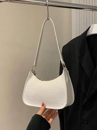 Plain Color Stone Texture Minimalist Chic Shoulder Bag