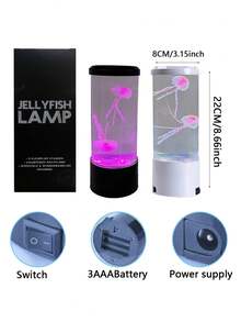 1pc Jellyfish Lamp, Mesmerizing Lava Lamp, Jellyfish Table Lamp, Mood Light, Color Changing Light, Bedside Lamp, LED Night Light, Lava Lamp - USB Powered, 7-Color Jellyfish Ambient Reading Lamp, Suitable For Bedroom, Living Room, Dining Room, Study, Library Lighting, Birthday, Holiday Gift