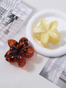 2pcs Simple & Elegant Acrylic Pink Beige Bow Print Hair Claw Clips, Decorative Flower Shaped Hair Accessory For Updo, Suitable For Daily Commute And Travel Outfit Fashion Hair Accessories Elegant Hair Clip