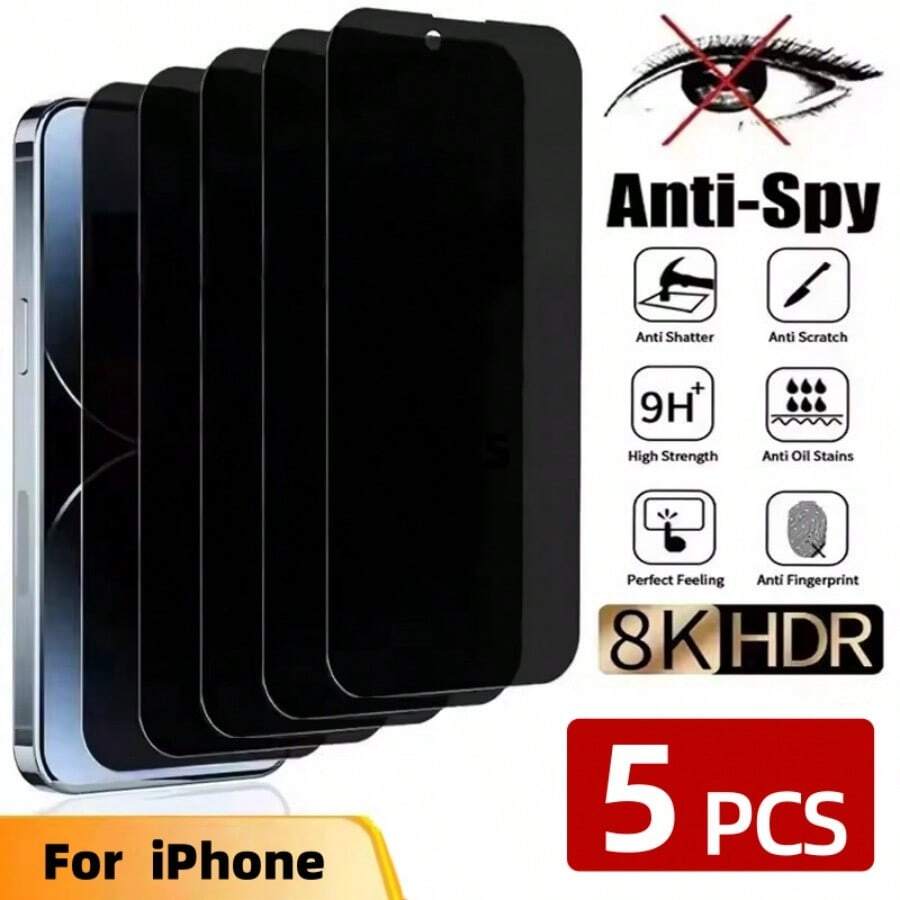 5 piezas Protector de pantalla de vidrio templado antibiótico de cobertura completa para 16E 16 15 13 11 14Pro Max