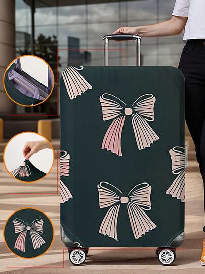 蝴蝶结图案行李箱盖 18-32 英寸灵活行李箱盖，适用于 18-32 英寸行李箱盖防刮保护器行李箱保护器行李箱盖保护套防尘罩行李箱防尘罩旅行配件旅行必需品假期暑假返校书包学校配件学校用品