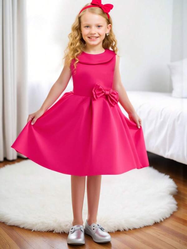 Vestido sin mangas para niñas con lazo decorativo