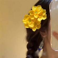 4 Peças Presilhas de Cabelo com Flores de Orquídea de Manga e Menta, Presilhas Laterais de Jacaré Estilo Praia de Férias, Acessórios de Cabelo Encantadores para Mulheres, Grampos, Presilhas de Jacaré, Presilha de Cabelo, Garras de Cabelo