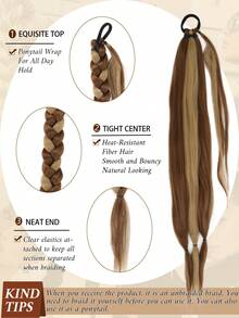 تمديد ضفيرة الذيل المرفوع 22 ~ 40 بوصة مع رباط مطاطي، صلب مستقيم ملحوم ذيل الحصان ، امتداد شعر اصطناعي طبيعي ناعم أسود