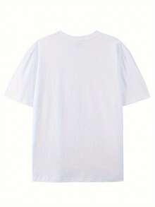 Men's Round Neck Short Sleeved T-Shirt With Letter Pattern Printing,100% Pure Cotton, Comfortable And Breathable Casual Sports Top Suitable For Spring And Summer Vacation And Leisure Vacation - 白色 - 查看 2