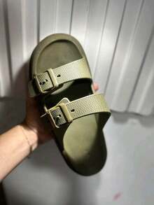 Men's Cloud Flip Flops Slide Sandal Two Straps Comfortable Birken Buckle - 軍綠色 - 查看 5