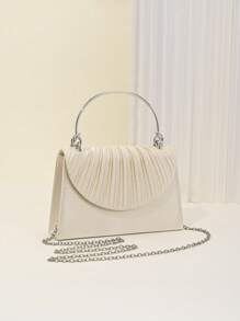 Sac du soir plissé élégant, sac de dîner de couleur unie texturé, pochette parfaite pour fête, mariage et cadeaux de banquet pour fiançailles, enterrement de vie de jeune fille, mariage