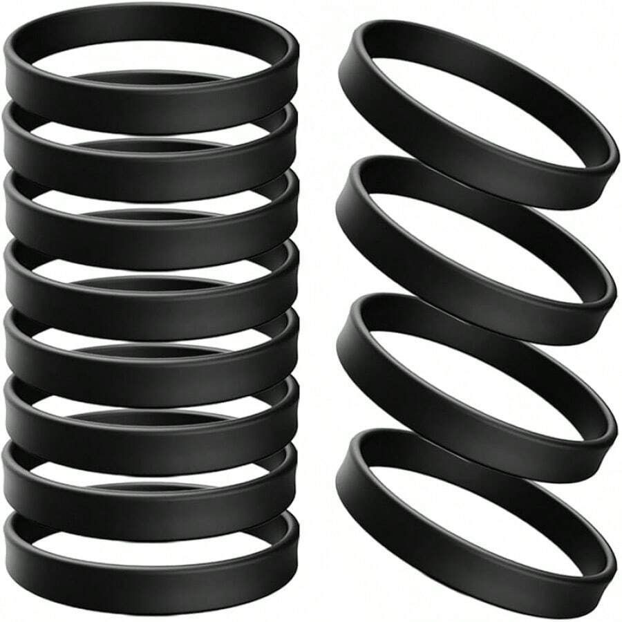Rubber Bracelets Solid Color Silicone Wristbands Blank Stretch Silicone Wristbands Colorful Rubber Bracelets Women Men Gifts - 黑色 - 查看 1
