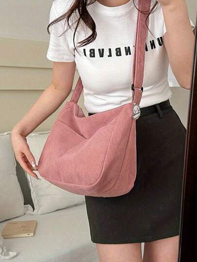 Slouchy Style Japanese Artistic Style Shoulder Crossbody Bag Chic Student Casual Korean Version Dumpling Bag With Adjustable Strap,Zipper Closure, Polyester Lined, Solid Color, Edge Paint Detail - For Fashionable Women - Suitable For Everyday Use, Travel, Shopping - Perfect Gift