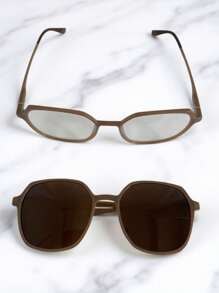 LIGHT-GO EYEWEAR 3 pièces/Set Lunettes à monture complète asymétrique géométrique pour femmes + clip-on convenant pour la lecture quotidienne et la conduite