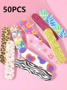 50/30/10/5pcs Nail Files, Double-Sided Printed Nail Files, Fashion Style Nail Care, Foot Care, Emery Board Tools, Sanding Polishing Blocks, Suitable For Beginners And Nail Salons