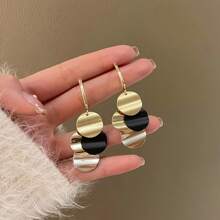 Pendientes vintage de gota larga con bloques de color y borlas para mujeres