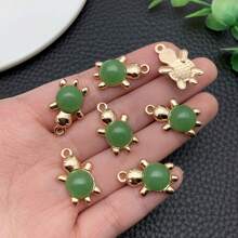 5/10/15 14x22mm Liga incrustada Imitação de Jade Tartaruga Acessórios para Artesanato de Joias DIY, Para Colar Pulseira Brincos Artesanato Kits para Fazer Joias