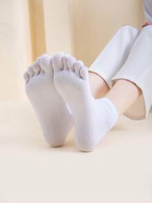 4 Pairs Women's Five Toe Socks - Spring/Autumn/Winter Sports Socks, Thin Pure Cotton Odor-Resistant Anti-Athlete's Foot Mid-Calf Breathable Toe Socks, Toe Separation Design, Breathable, Moisture-Wicking, Suitable For Home And Activities, 6 Colors Available, One Size, Casual Socks | Elegant Sock Design | Comfortable Fit, Fall Socks