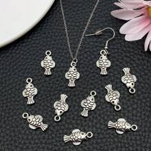 20/30/50 piezas Colgantes de aleación con diseño de lindo pez en color plata envejecida de 10x19mm para hacer joyas, accesorios DIY de pulsera, collar y aretes con temática marina