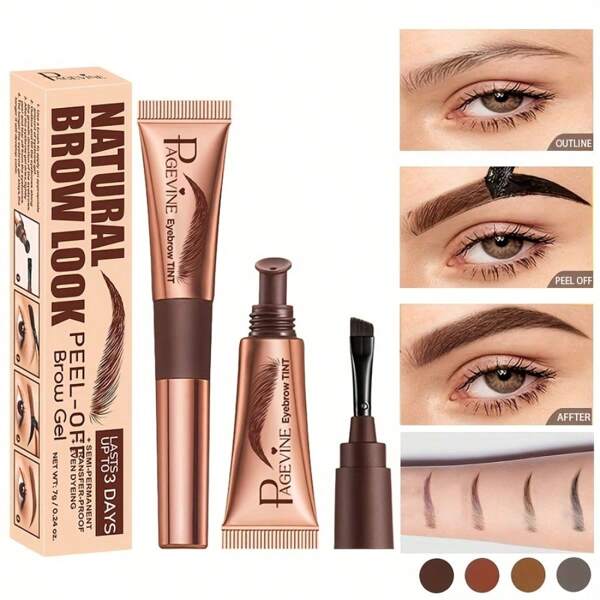 4-Color Tearing Eyebrow Tinting Cream Gel With Brush-- Waterproof, Styling Gel, Fast Film Formation And Easy -Off, Long-Lasting Natural Look